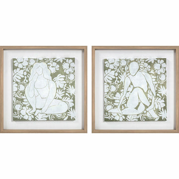 Canvas DKD Home Decor Wood Floral (2 Units) (Refurbished D)