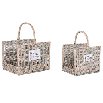 Log Stand Home ESPRIT Natural wicker 47 x 35 x 54 cm (2)