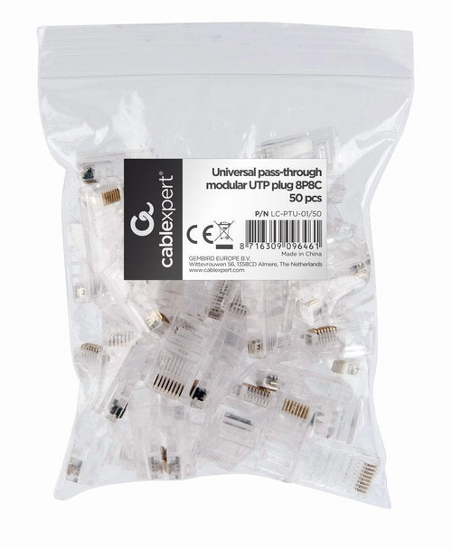 Gembird Universal Pass-through Modular UTP Plug 8P8C, 50 Pcs — image 1