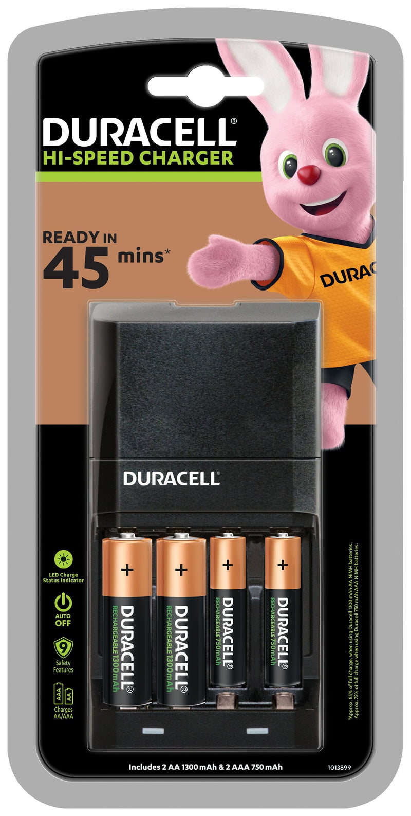 Duracell Charger Batteries CEF27EU-EU Compatible Aa/Aaa Charging Fast (2X Aa 45 Minutos) LED Estado Includes 2
