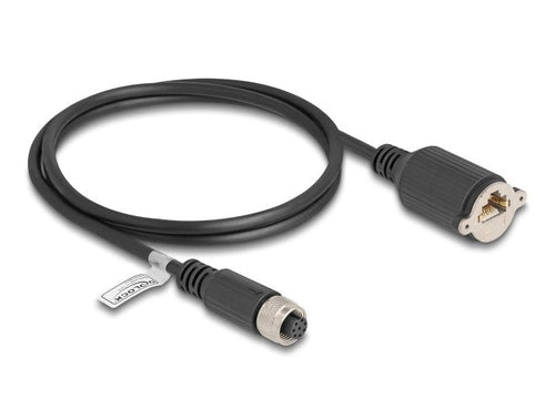 Delock M12 Cable A-kodiert 8 Pin Female a RJ45 Female CAT.5E FTP 1M Black — image 1