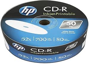 HP Cd-r 700MB 52X Inkjet Printable White Ff Retractable 50 Drives — image 1