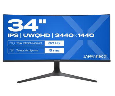 Japannext Monitor JN-IPS340UWQHD60C-C65W-HS-W 34 3440 X 1440 Pixels Ultrawide Quad HD LCD Black — image 1