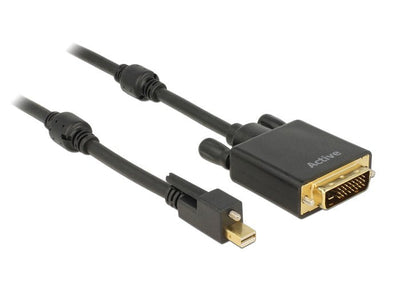 Delock Cable Mini DisplayPort 1.2 Male With Screw DVI Male 4K Activo Black 3M — image 1