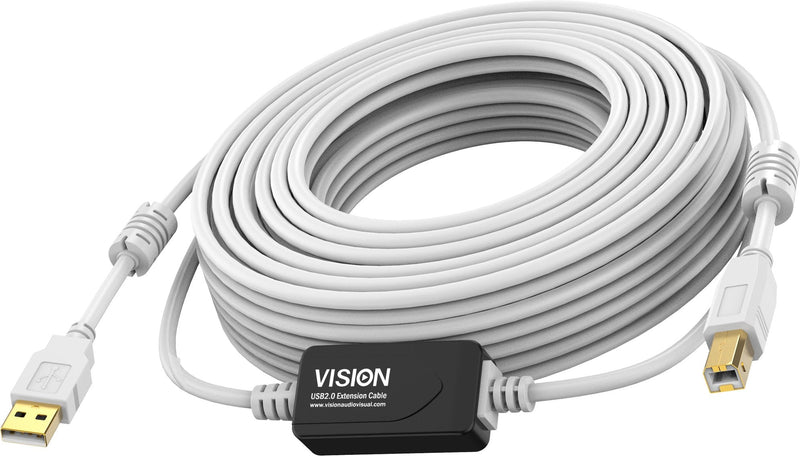 USB Cable 2.0 15M Amplifier Line a Mitad Cable Connectors Chapados Oro Núcleos Ferrita Ambos Extremos An