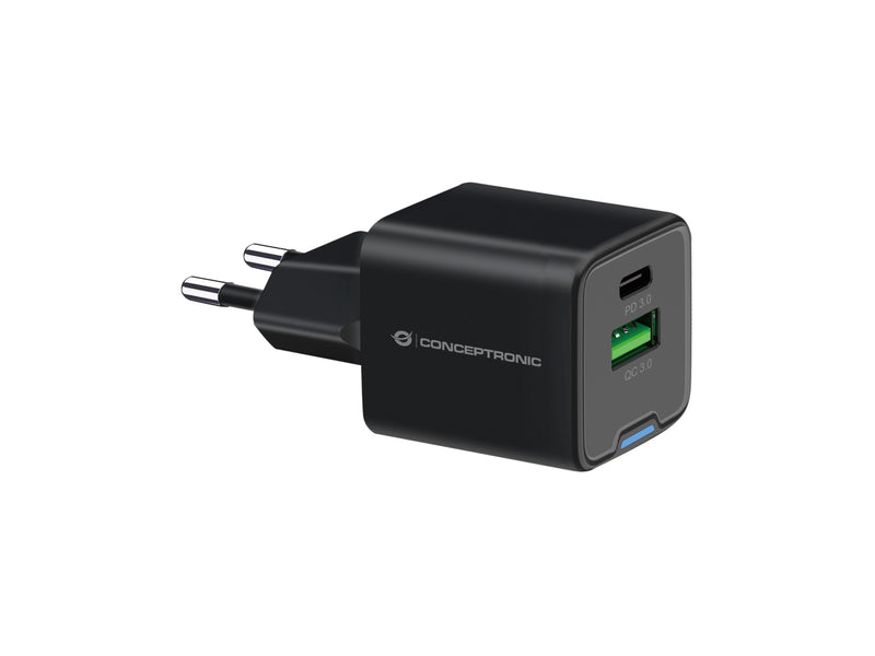 Conceptronic Charger 2PORT 20W,1x USB-C,1x USB-A 1.5M Sw