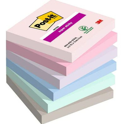 Post-it Super Sticky Pack 6 Blocs 90 Notas Adhesivas Reposicionables - Forma Cuadrada - 76X76MM - Colours Surt