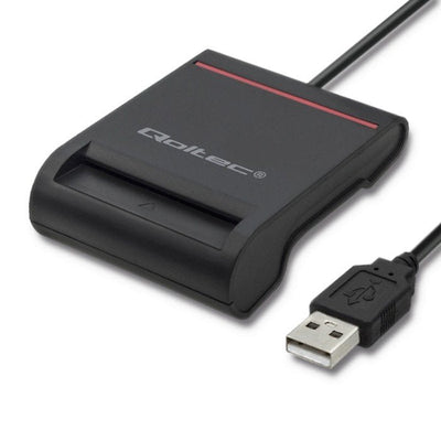 Qoltec Card Reader External 50642 Smart Chip Id Card Scanner USB 2.0 Plug&play Reader Card Magnética USB Black — image 1