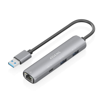 Aisens USB 3.0 Dock USB-A a Ethernet Gigabit + Hub 1x USB-C + 2x USB-A, Grey 15CM — image 1