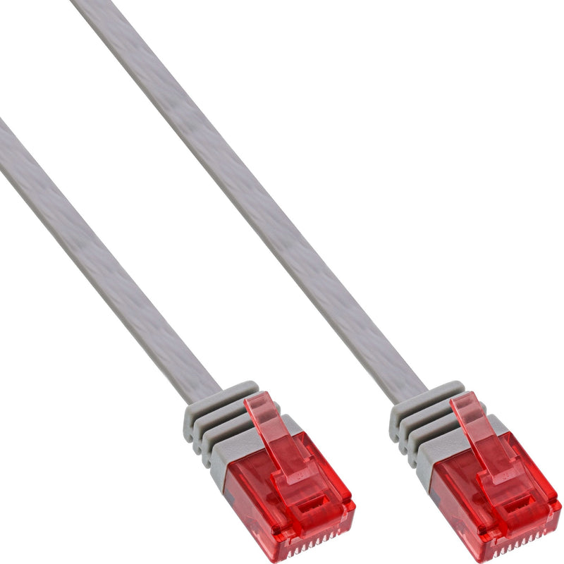 Inline Flat Ultraslim Network Cable U/UTP CAT.6 Gigabit Ready Grey 15M