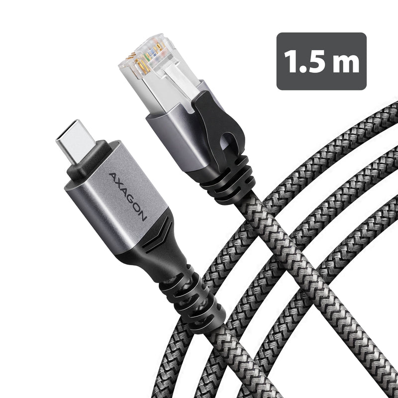 Axagon ADE-CM15 USB-C 5Gbps - Gigabit Ethernet Adapter With Integrated CAT.6 RJ-45 Network Cable (1.5M), Asix