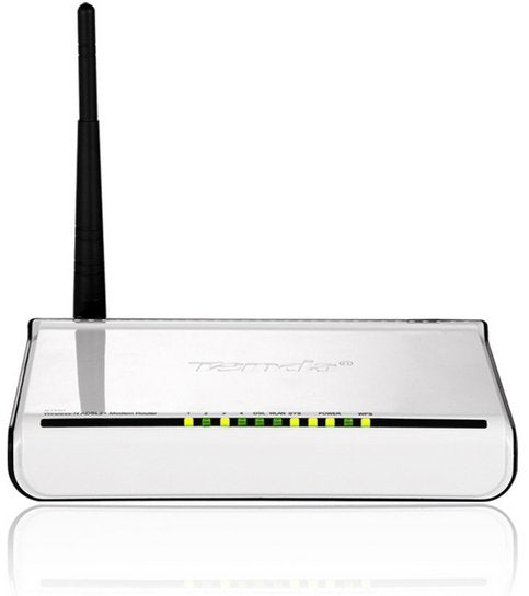 Tenda Router Modem ADSL2 + Wireless W150D 802.11B/G/N 150Mbps 1 Antenna 5DBI 1XRJ11 4x RJ45 10/100