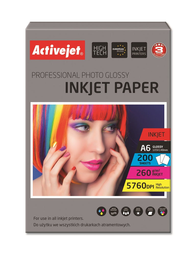 Activejet Paper Fotográfico AP6-260GR200 (A6 - 200 Units