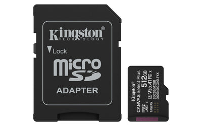 Kingston microSD 512GB Microsdxc Canvas Select Plus GEN3 150MB/S A1 Includes Adapter Sd) — image 1
