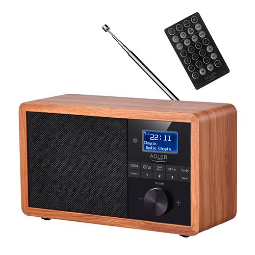 Adler Radio Dab + Bluetooth Ad 1184 Screen Lcd, Black/Marrã³n, Funciã³n Alarm