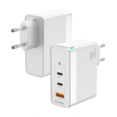 Aisens Charger GaN 100W - 2x USB-C PD 3.0 QC4.0 QC5.0 - 1x USB-A QC3.0 - White — image 1