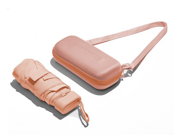 Muitomas Mini Paraguas With Case Paraguas Foldable Small Resistant Viento And a Lluvia, Colour Peach Fuzz
