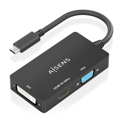 Aisens Converter USB-C a DVI/HDMI/VGA, USB-C/M-DVI/H-hdmi/H-VGA/H, Black 15CM — image 1