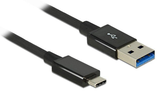 Delock USB Type-c Male USB Typ-a Male 1M Koaxial Black Premium