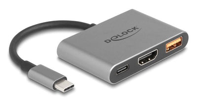Delock 61071 Adapter Cable Vídeo 0,1M USB Type-c USB Type-c + USB Type-a + HDMI Grey — image 1