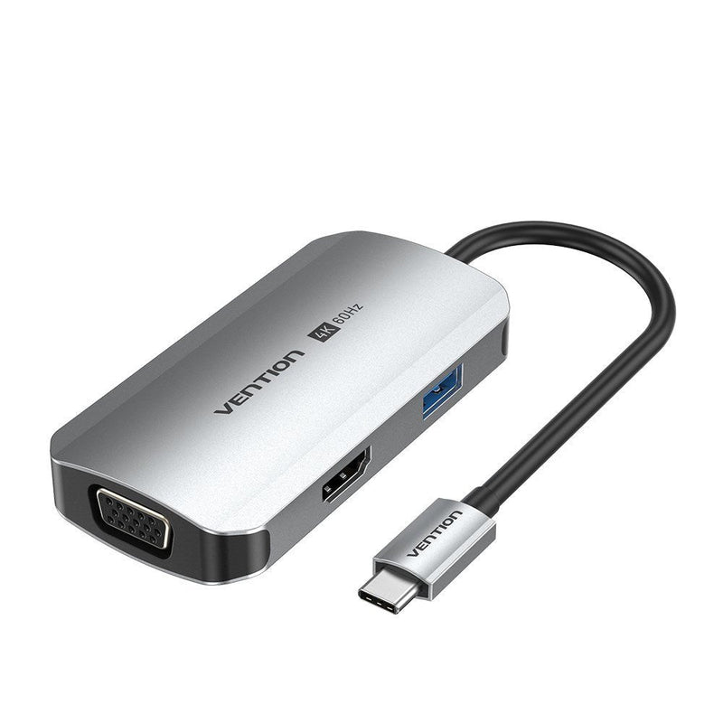 Vention Docking USB Type-c Tqahb 1x HDMI 1x USB 1x VGA 1x USB Type-c Pd Grey