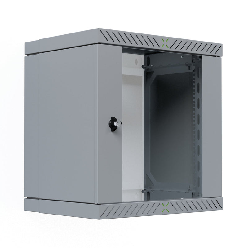 Cabinet Wall X-rack 19 With Door Glass 400-600MM, 12U, Colour Grey