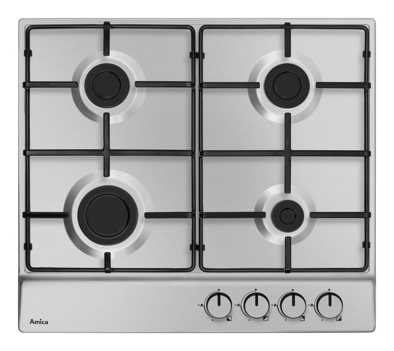 Amica Encimera Gas PGA6100BPR Hobs Steel Pulido Integrado 59CM 4 Zona(s)