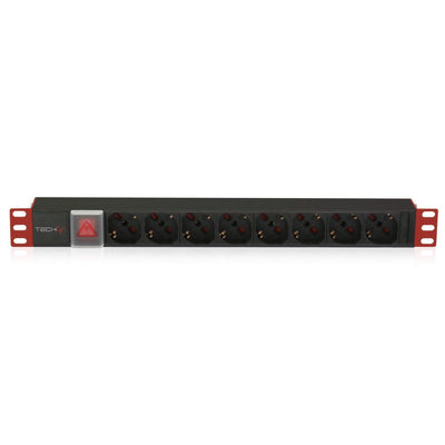 Phasak Power Strip 19 8 Sockets Schuko With Switch Connection C14 2M Black — image 1
