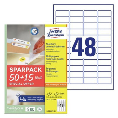 Avery Zweckform Labels 45,7 X 21,2MM, White — image 1