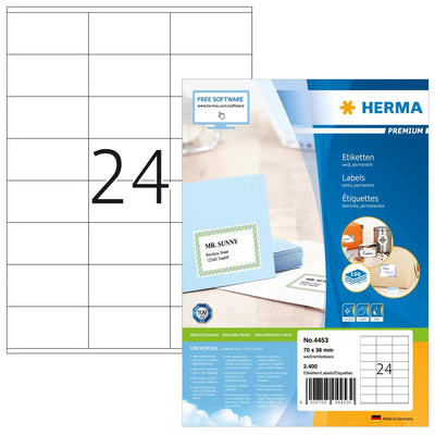 Herma Premium Labels 70X36 100 Sheets Din A4 2400 Pcs. 4453 Labels — image 1