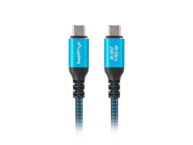 Lanberg Cable USB-C M 4.0 0.5M 240W 8K 60HZ Black-blue