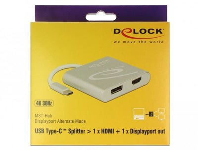Delock USB Type-c Splitter DP Alt Mode 1 X HDMI + 1 X DisplayPort Out 4K 30 HZ — image 1