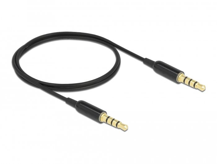 Delock Cable Jack 3,5MM And 4 Pines Connector 3,5MM And 4 Pines Ultra Slim Black 0,5 Metres 66075