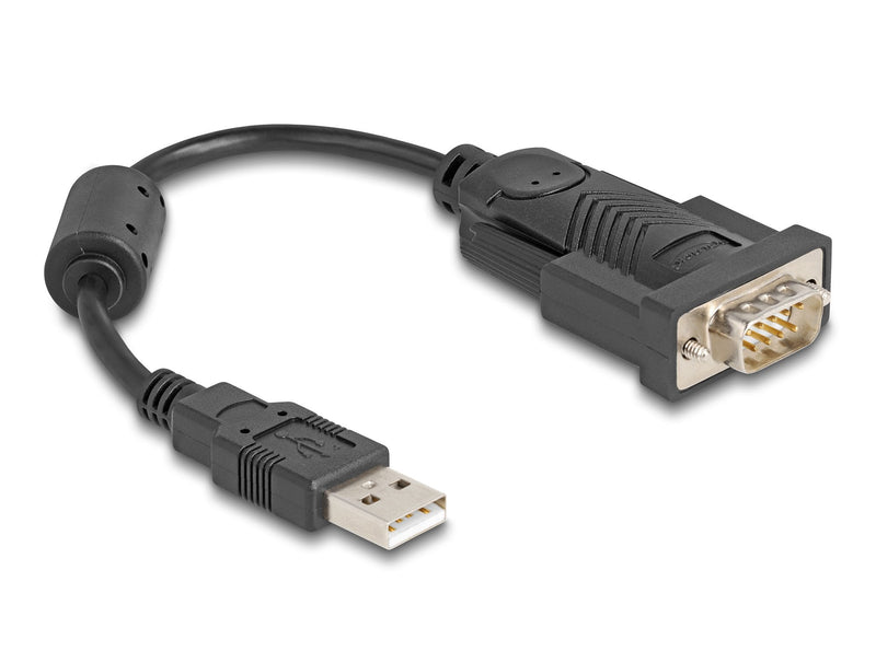Delock Adapter USB 2.0 , USB-A Male Serie RS-232 Male Black Cable 25CM 64276