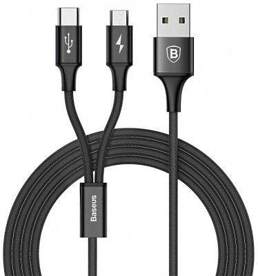 Baseus CAMT-ASU01 USB Cable 1,2M USB a USB C/Micro-usb B Black — image 1