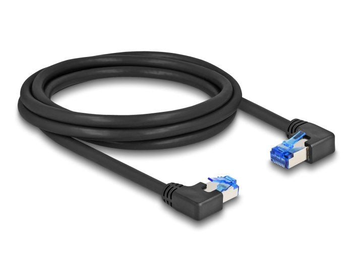 Delock RJ45 Network Cable CAT.6A S/FTP Rechts / Links Angular 2M Black