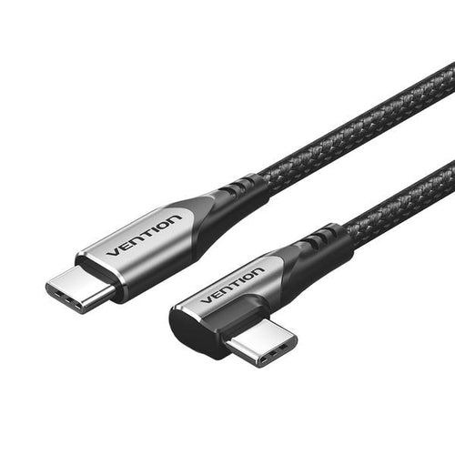 Vention USB 2.0 USB-C M-m Rightcabl Angle 3A Cable 1.5M Gray Aluminu — image 1