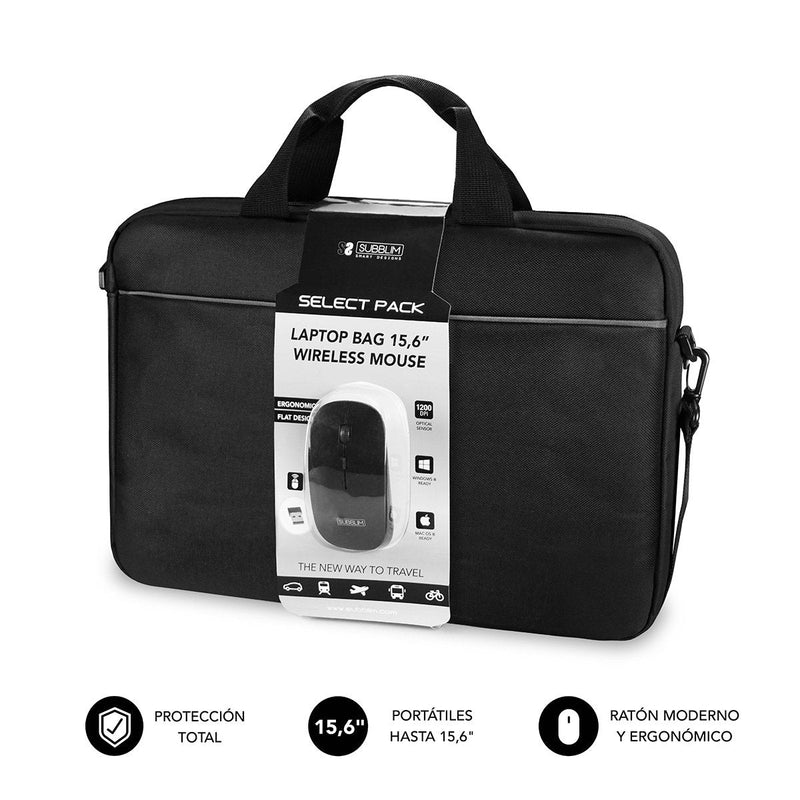 Subblim Case + Wireless Mouse Select Pack Laptops Up To 15.6'/ 39.6CM Mouse 1200DPI Indoor Acolchado Bolsillo