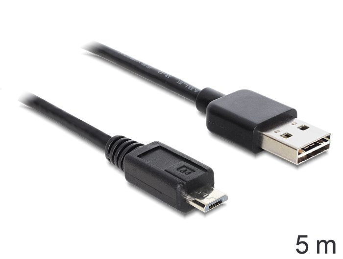 Delock Cable Easy-USB 2.0 Tipo-a - USB 2.0 Micro-b M/M 5M Black