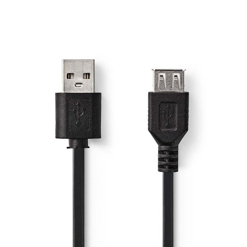 Nedis USB Cable USB 2.0 USB-A Connector Male USB-A Connector Female - 480Mbps Vernickelt 2.00M Round Pvc Black — image 1