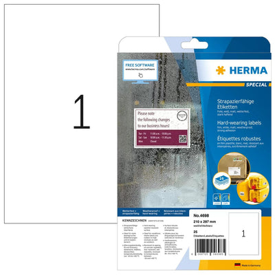Herma Hardwearing Labels 210X297 25 Sheets Din A4 25 Pcs. 4698 Etiquietas — image 1