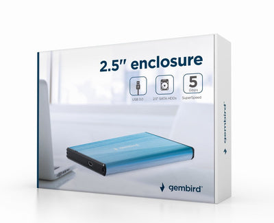 Gembird EE2-U3S-3-B External Enclosure HDD USB 3.0 2.5 Aluminium Brushing Blue — image 1
