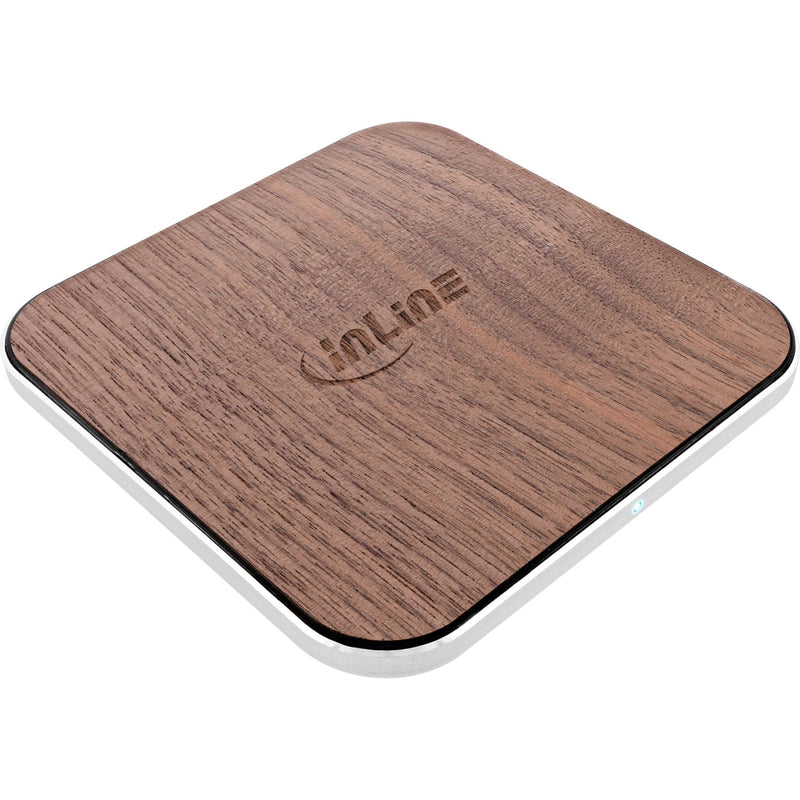 Inline® Qi Woodcharge, Smartphone Inalámbrico Fast Cargador, 5/7,5/10W/15W, Tipo C