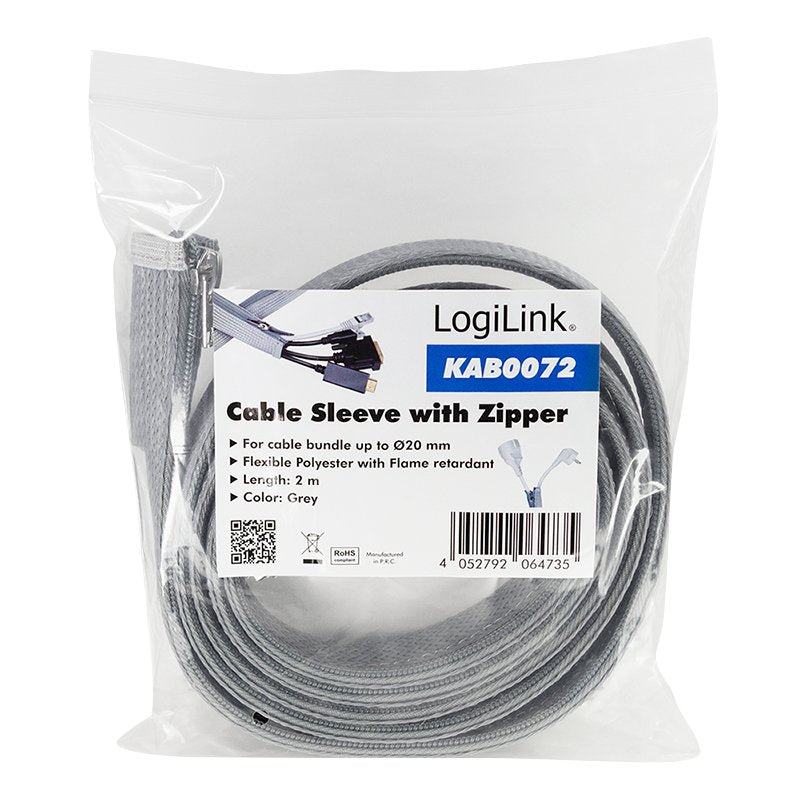 Logilink KAB0072 Case Cable With Zip Poliester Ø 30MM Grey 2M