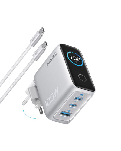 Anker Charger 100W 3 Ports Smart Display Silver — image 1