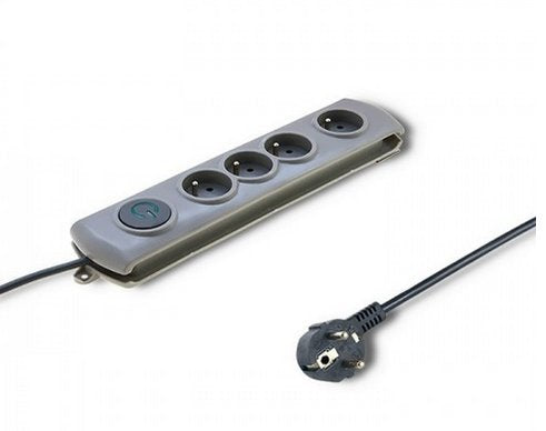 Qoltec Power Strip Protector Contra Sobretensiones 4 Plugs 1,5M Grey