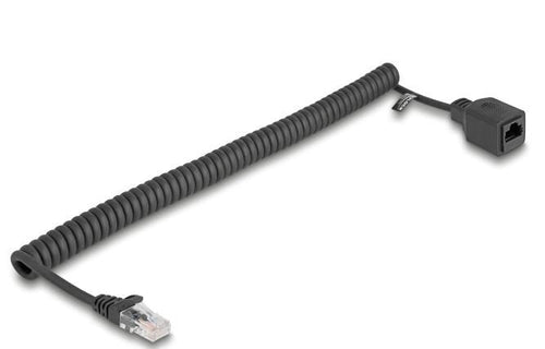Delock RJ45 Cable Espiral Connector Male a Female CAT.5E UTP 0,8M Up To 2M Black — image 1