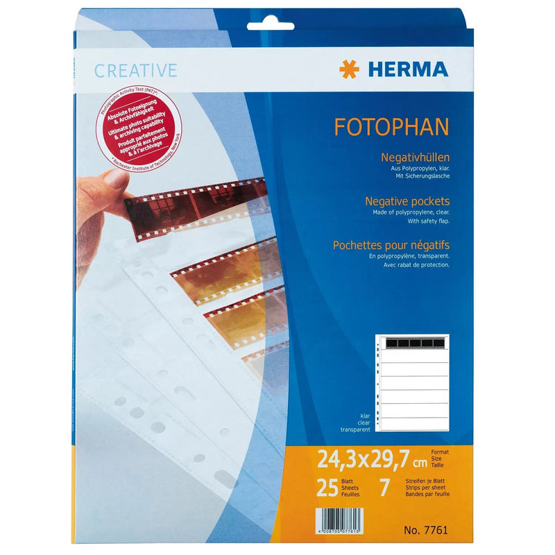 Herma Negative Pockets Pp Clear 25 Sheets/5-STRIPS 7761 Hojas