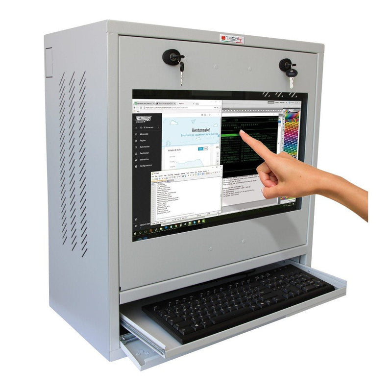 Techly 105780 Cabinet Grey Security PC, Monitor Touchscreen LCD And Keyboard