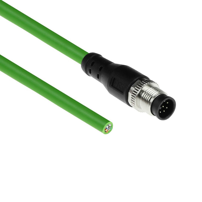 Industrial 3.00 Meters Sensor Cable M12A 8-PIN Male To Open End, Ultraflex Tpe Cable Shielded